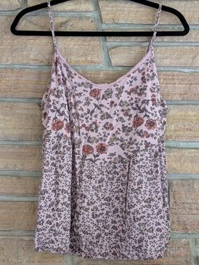 Maurices Pink Floral Lace-Trim Spaghetti Strap Tank